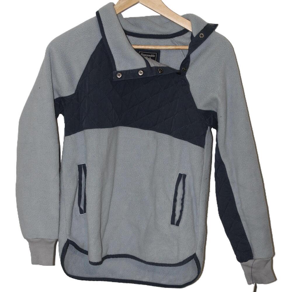 Womens Abercrombie & Fitch Blue Sherpa Fleece Sweatshirt Teddy Jacket Size Small
